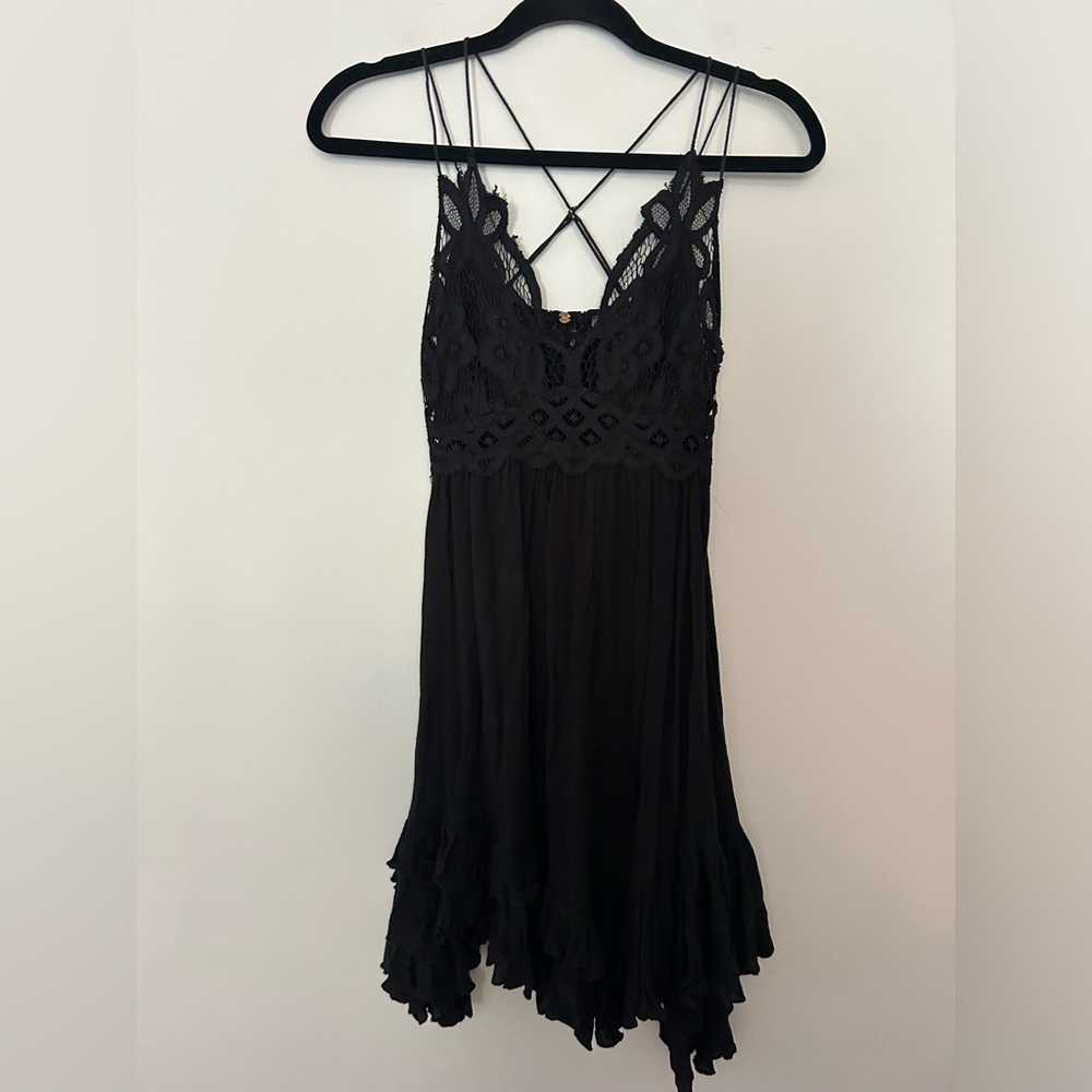 Free People One Adella Slip Black Lace Mini Dress - Picture 3 of 6